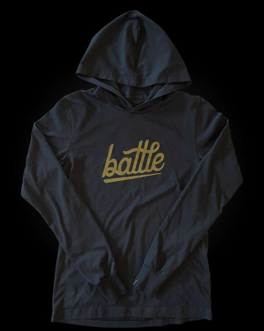 Apparel * | Battle Long Sleeve Hoodie Tee (Black) Special