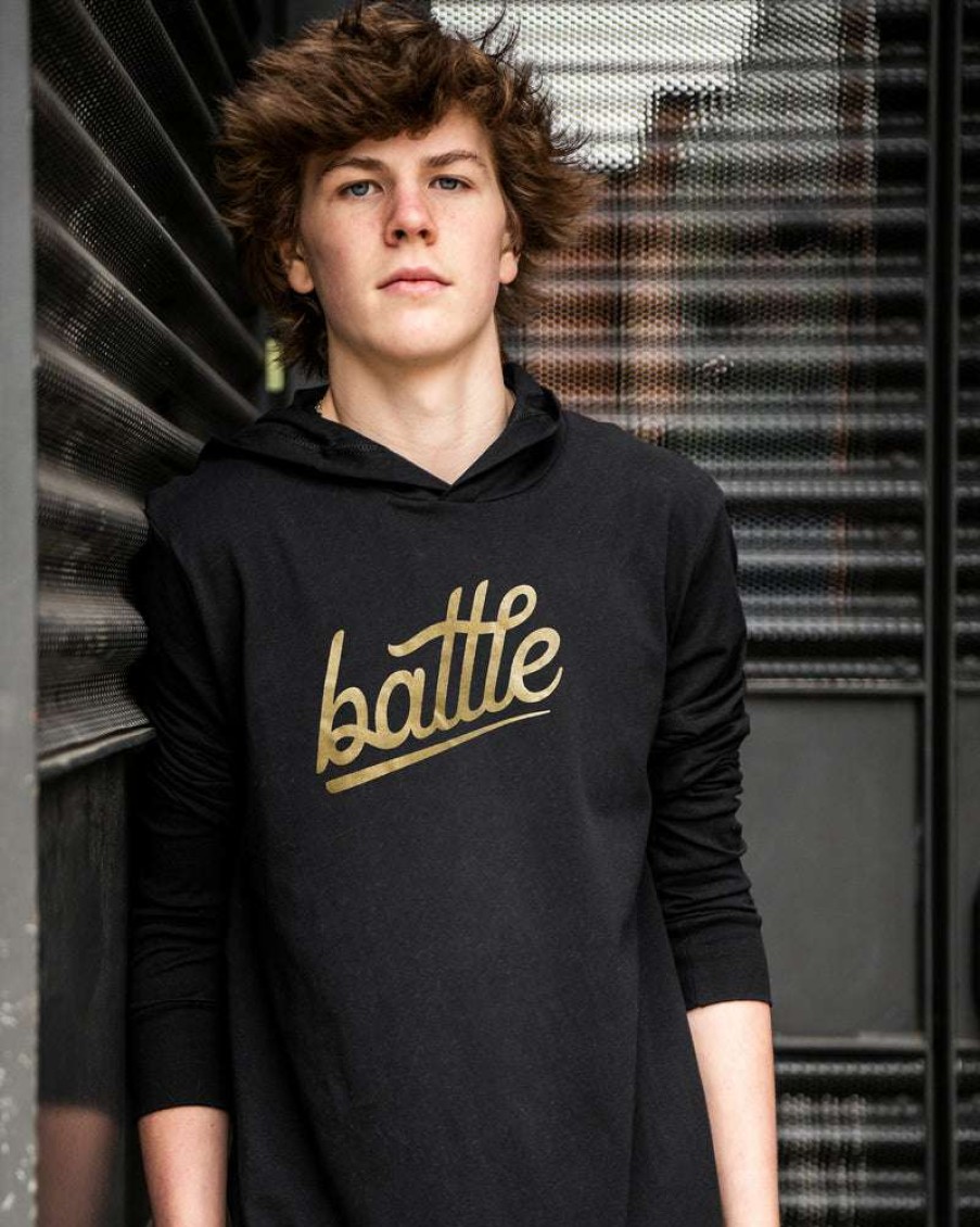 Apparel * | Battle Long Sleeve Hoodie Tee (Black) Special