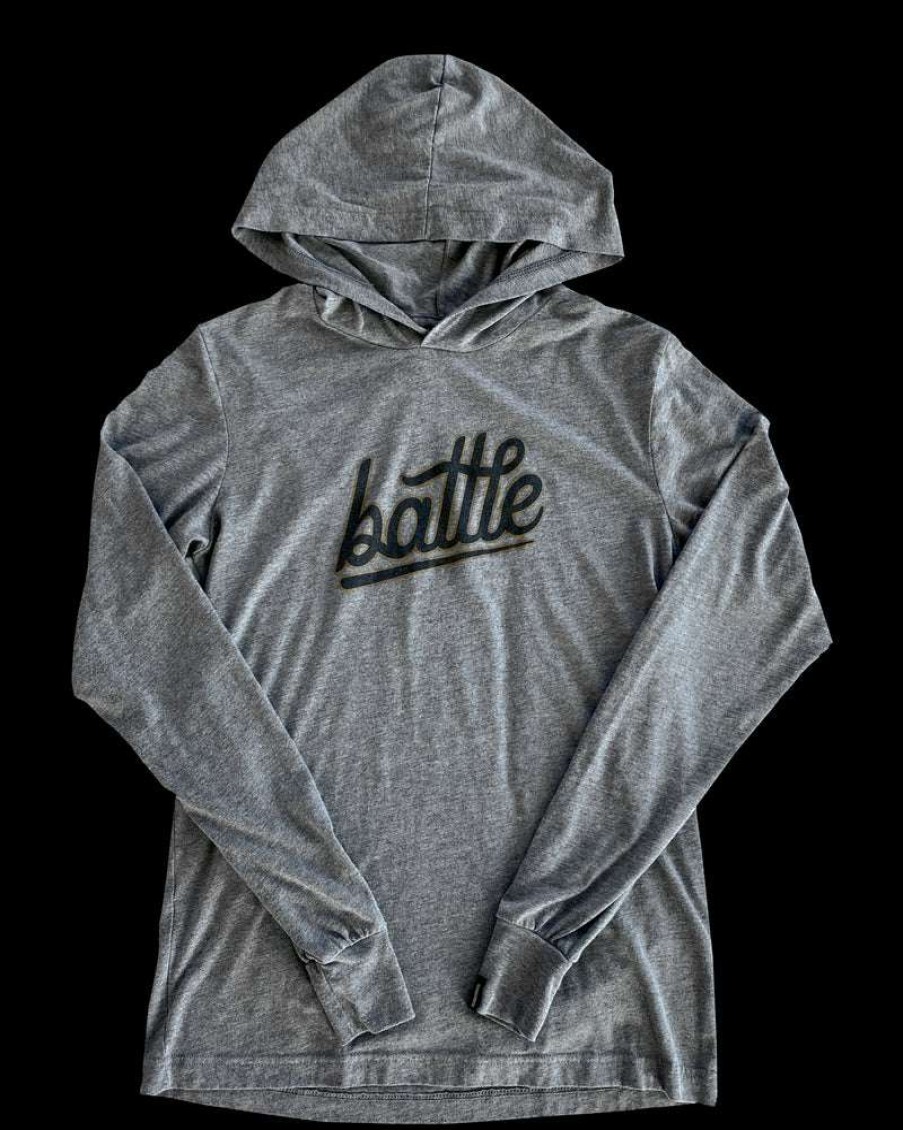 Apparel * | Battle Long Sleeve Hoodie Tee (Gray/Black/Gold) Top Selling